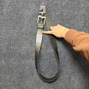 Chaps Belt Mens Size S 30-32 Black Leather Dress Silver Buckle Logo Casual